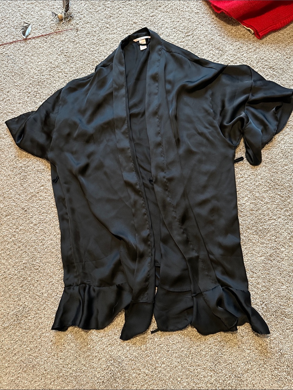 Victoria's Secret Black Satin Kimono Top